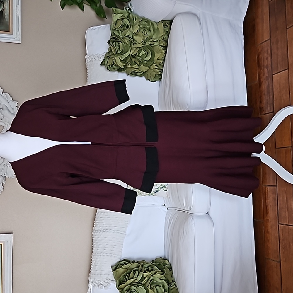 Eva Mendez New York & Company Knit Jacket & Mermaid Skirt Burgundy L NWT